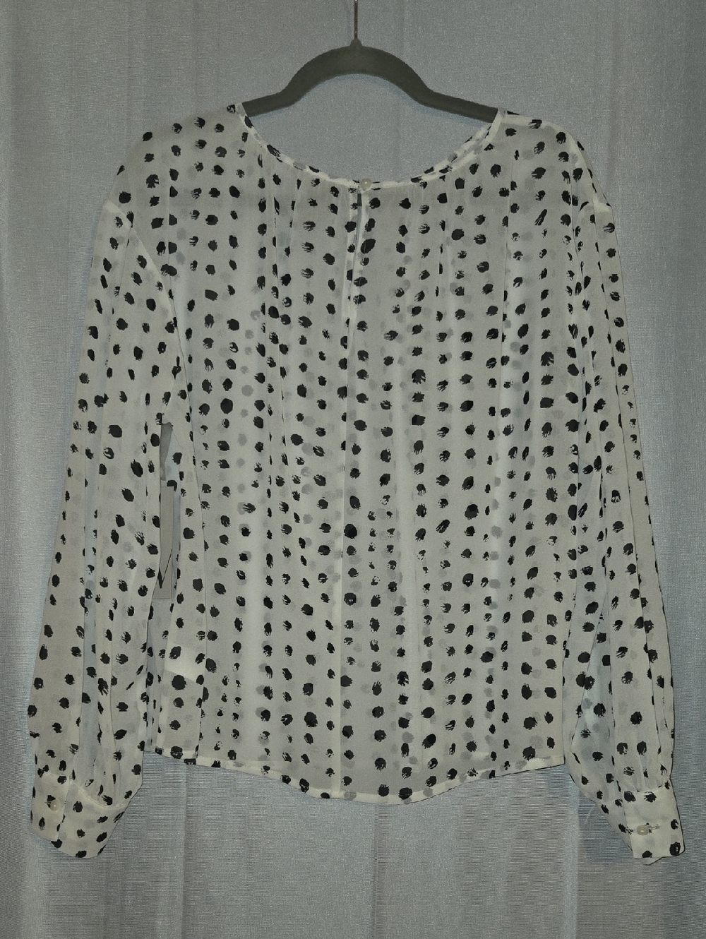 Worthington Polka Dot Long-Sleeve Blouse - White with Black Dots Size Large NWT - Picture 5 of 7